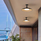 Lámpara de techo semi-empotrada de hierro vintage tradicional impermeable con base de disco de cilindro de 1 luz para patio exterior