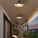 Lámpara de techo semi-empotrada de hierro vintage tradicional impermeable con base de disco de cilindro de 1 luz para patio exterior
