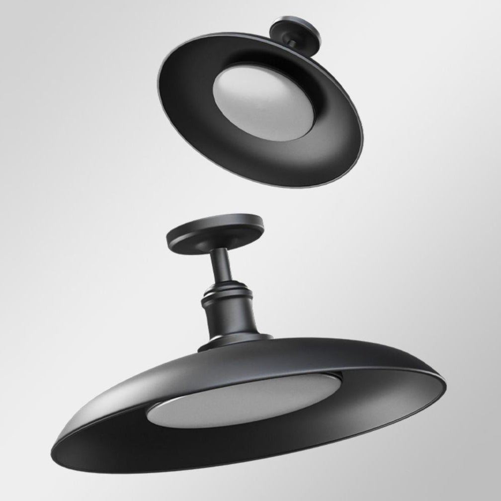 Lámpara de techo semi-empotrada de hierro vintage tradicional impermeable con base de disco de cilindro de 1 luz para patio exterior | Brehn
