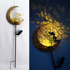 Moderno Art Deco Solar a prueba de agua estaca de tierra estrella sol luna hierro vidrio LED lámpara exterior para jardín