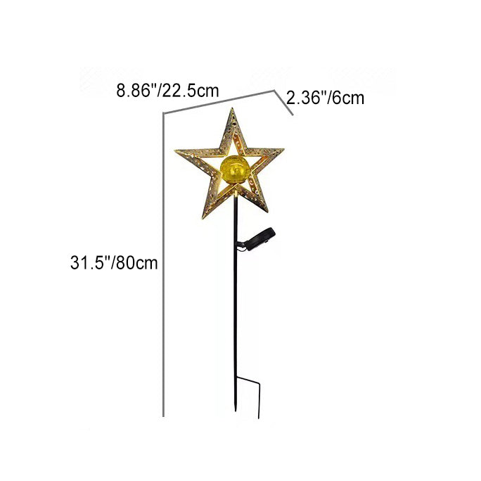 Moderno Art Deco Solar a prueba de agua estaca de tierra estrella sol luna hierro vidrio LED lámpara exterior para jardín | Brehn