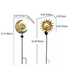 Moderno Art Deco Solar a prueba de agua estaca de tierra estrella sol luna hierro vidrio LED lámpara exterior para jardín
