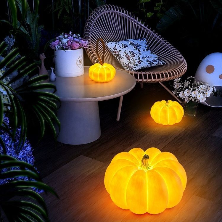 Moderna Art Deco Solar Impermeable Calabaza Redonda de Resina LED Lámpara Exterior para Jardín | Brehn