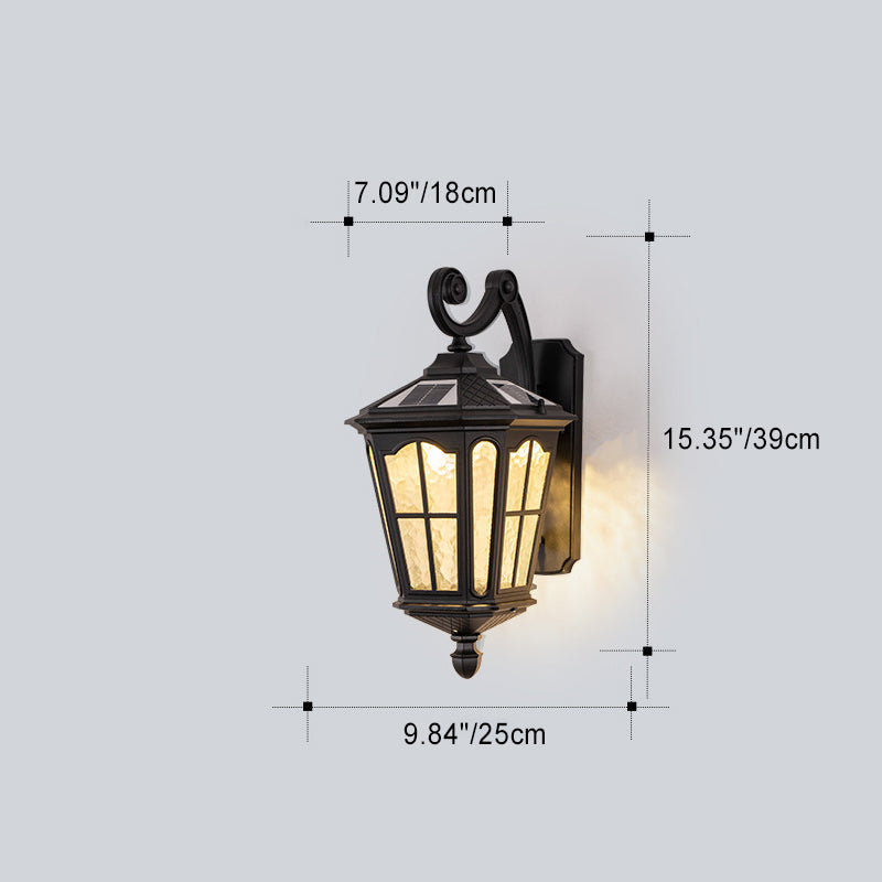 Lámpara de pared de aluminio y vidrio a prueba de agua, linterna europea tradicional de 1 luz para patio exterior | Brehn