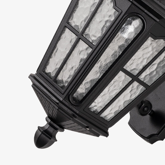 Lámpara de pared de aluminio y vidrio a prueba de agua, linterna europea tradicional de 1 luz para patio exterior | Brehn