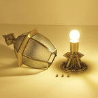 Moderna Lámpara Exterior de Vidrio en Forma de Hexágono de Lujo con Bronce de 1 Luz para el Jardín