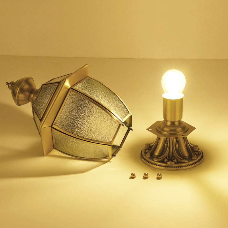 Moderna Lámpara Exterior de Vidrio en Forma de Hexágono de Lujo con Bronce de 1 Luz para el Jardín | Brehn
