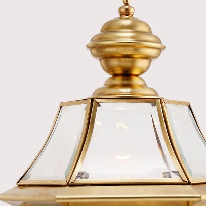 Moderna Lámpara Exterior de Vidrio en Forma de Hexágono de Lujo con Bronce de 1 Luz para el Jardín | Brehn
