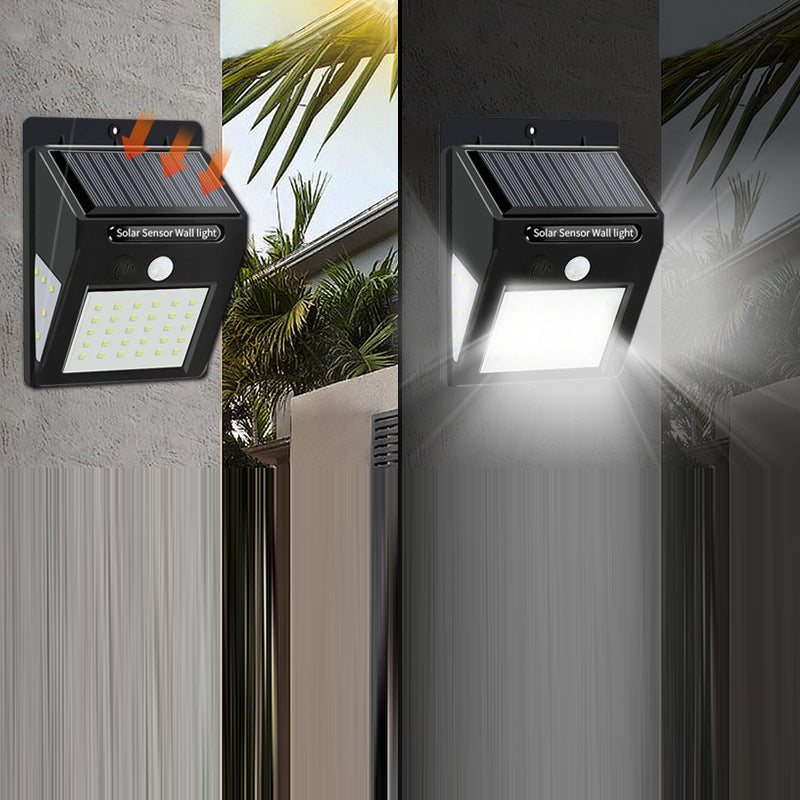 Simplicidad Moderna Solar Impermeable Sensor de Movimiento ABS Lámpara de Pared LED Rectangular para Patio Exterior | Brehn