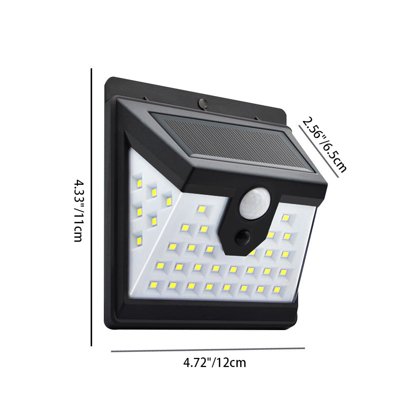 Simplicidad Moderna Solar Impermeable Sensor de Movimiento ABS Lámpara de Pared LED Rectangular para Patio Exterior | Brehn