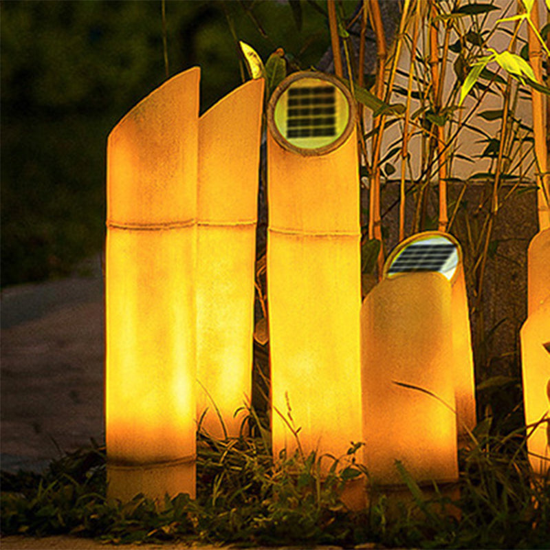 Iluminación paisajística exterior de bambú con LED y resina solar a prueba de agua creativa contemporánea | Brehn