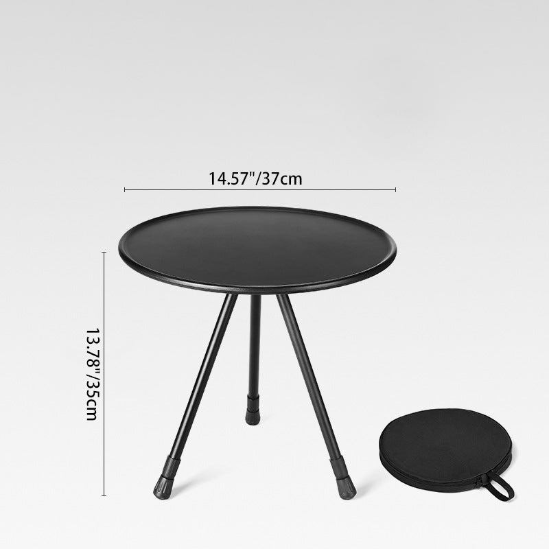 Simplicidad Moderna Mesa de Café Plegable Redonda de Aluminio ABS con Soporte para Linterna de 1 Bandeja para Exterior | Brehn