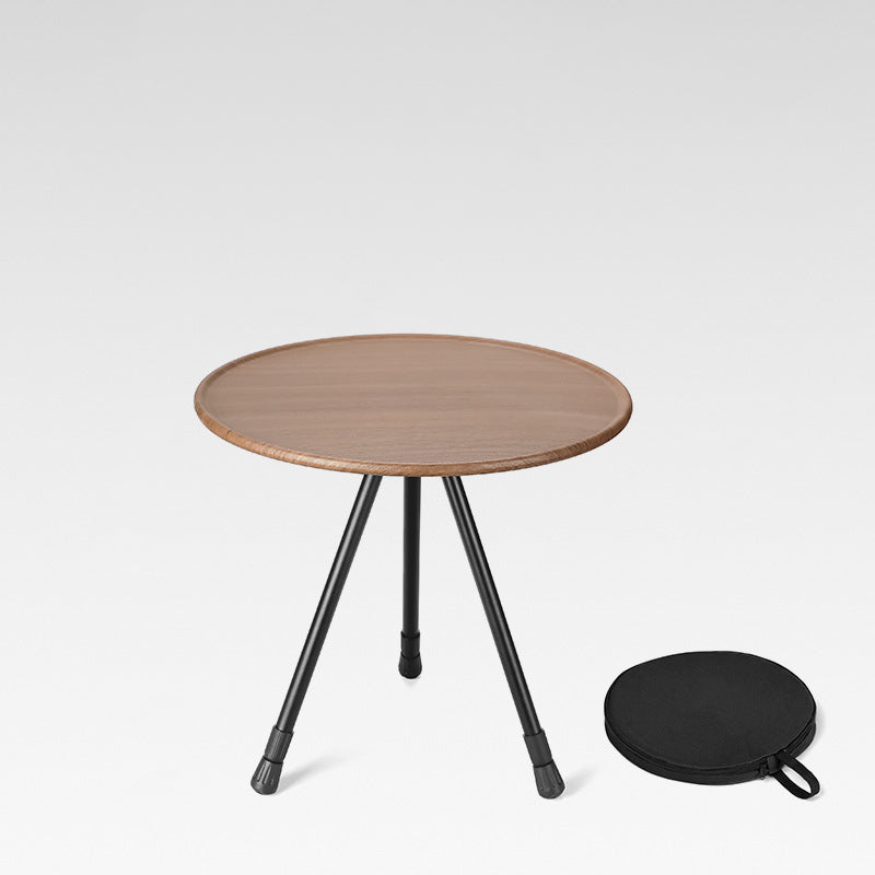 Simplicidad Moderna Mesa de Café Plegable Redonda de Aluminio ABS con Soporte para Linterna de 1 Bandeja para Exterior | Brehn