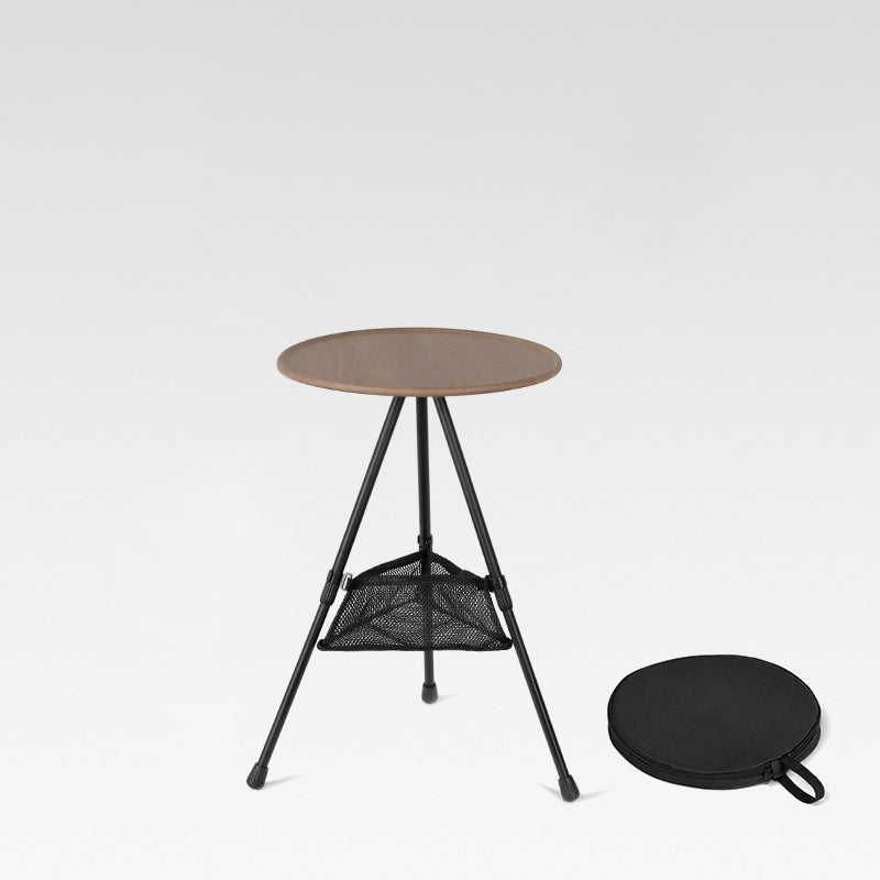 Simplicidad Moderna Mesa de Café Plegable Redonda de Aluminio ABS con Soporte para Linterna de 1 Bandeja para Exterior | Brehn