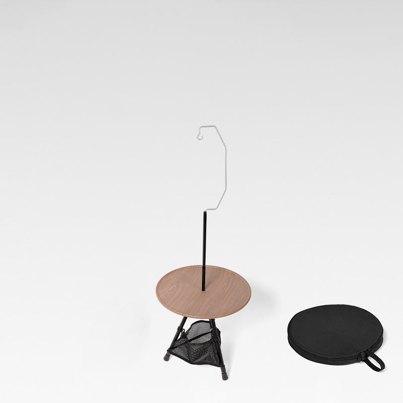 Simplicidad Moderna Mesa de Café Plegable Redonda de Aluminio ABS con Soporte para Linterna de 1 Bandeja para Exterior | Brehn