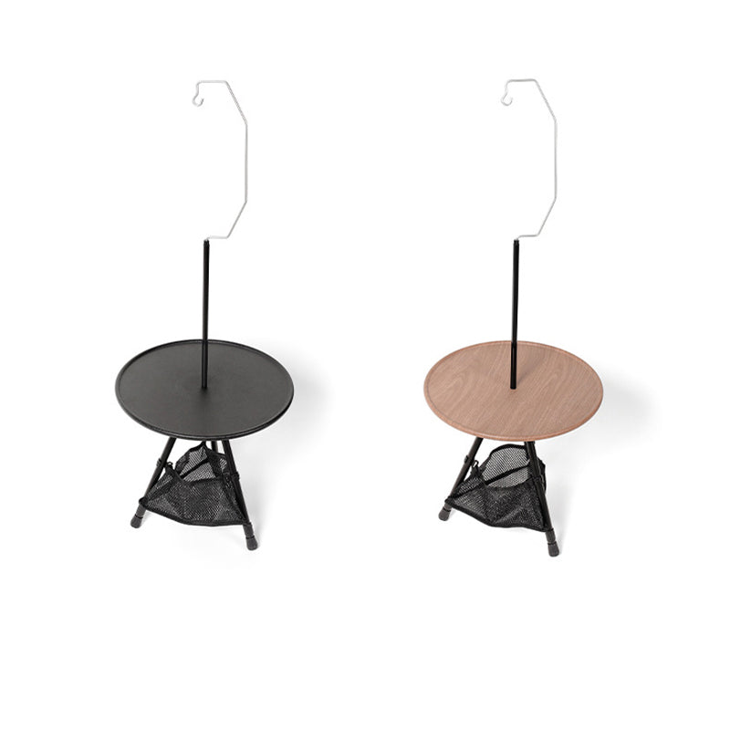 Simplicidad Moderna Mesa de Café Plegable Redonda de Aluminio ABS con Soporte para Linterna de 1 Bandeja para Exterior | Brehn