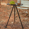 Simplicidad Moderna Mesa de Café Plegable Redonda de Aluminio ABS con Soporte para Linterna de 1 Bandeja para Exterior | Brehn