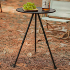 Simplicidad Moderna Mesa de Café Plegable Redonda de Aluminio ABS con Soporte para Linterna de 1 Bandeja para Exterior