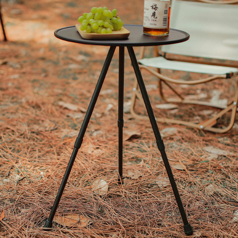 Simplicidad Moderna Mesa de Café Plegable Redonda de Aluminio ABS con Soporte para Linterna de 1 Bandeja para Exterior | Brehn