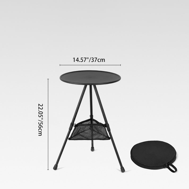 Simplicidad Moderna Mesa de Café Plegable Redonda de Aluminio ABS con Soporte para Linterna de 1 Bandeja para Exterior | Brehn