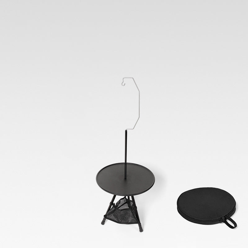 Simplicidad Moderna Mesa de Café Plegable Redonda de Aluminio ABS con Soporte para Linterna de 1 Bandeja para Exterior | Brehn