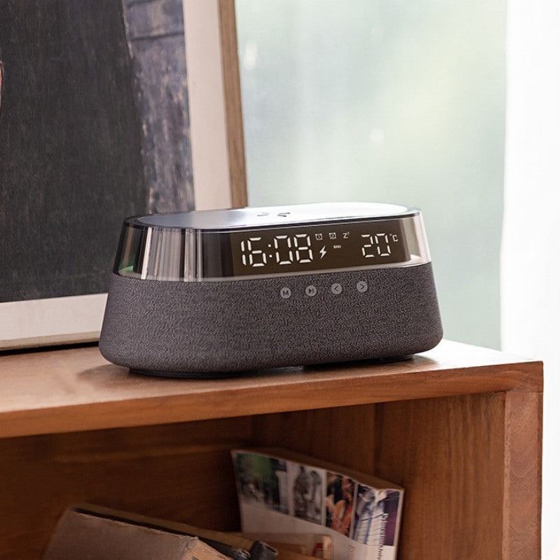 Lisslune | Reloj Despertador con Luz Nocturna y Carga Inalámbrica Altavoz Bluetooth Retro