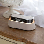 Reloj Despertador con Luz Nocturna y Carga Inalámbrica Altavoz Bluetooth Retro