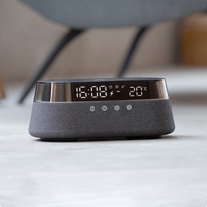 Lisslune | Reloj Despertador con Luz Nocturna y Carga Inalámbrica Altavoz Bluetooth Retro