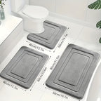 Juego de Alfombrillas de Baño de 3 Piezas con Diseño Antideslizante y Absorbente