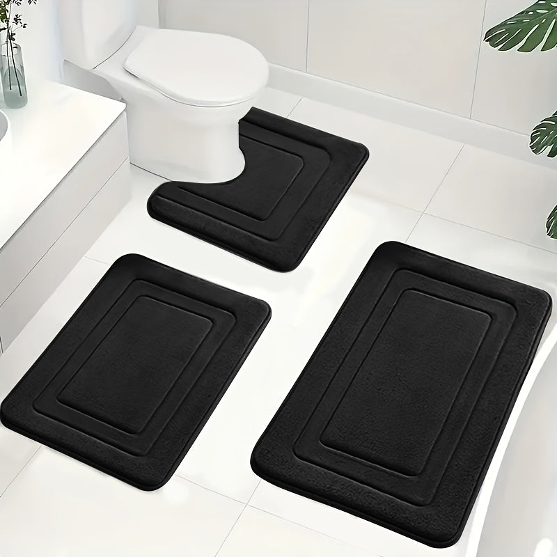 Juego de Alfombrillas de Baño de 3 Piezas con Diseño Antideslizante y Absorbente