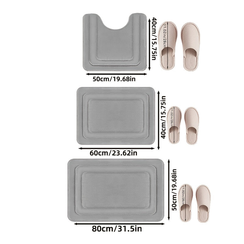 Juego de Alfombrillas de Baño de 3 Piezas con Diseño Antideslizante y Absorbente