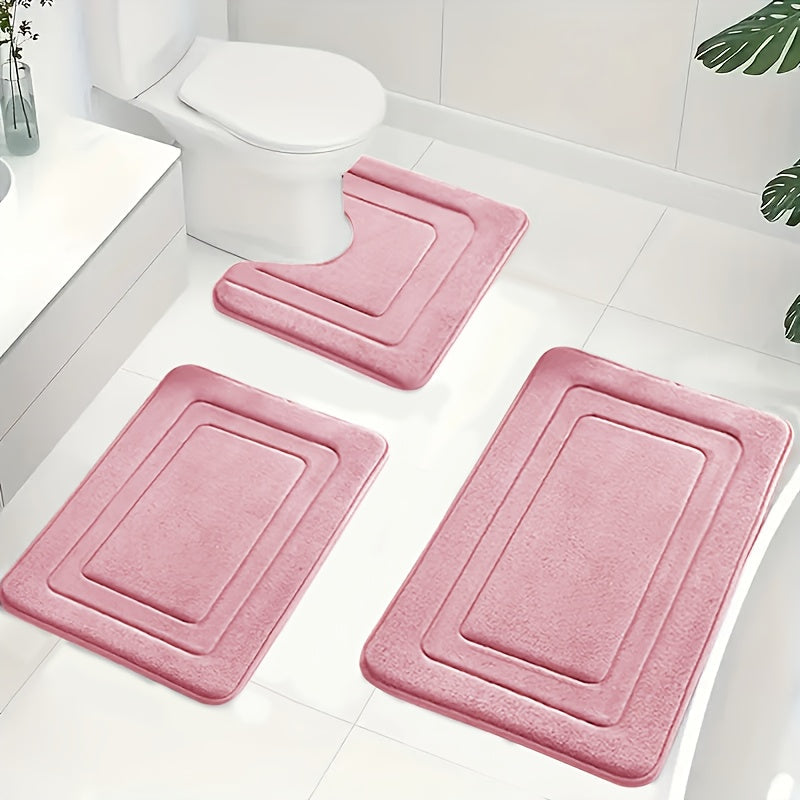 Juego de Alfombrillas de Baño de 3 Piezas con Diseño Antideslizante y Absorbente