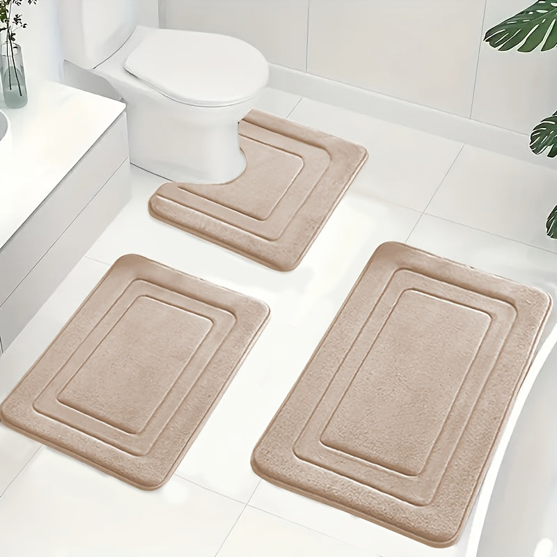 Juego de Alfombrillas de Baño de 3 Piezas con Diseño Antideslizante y Absorbente