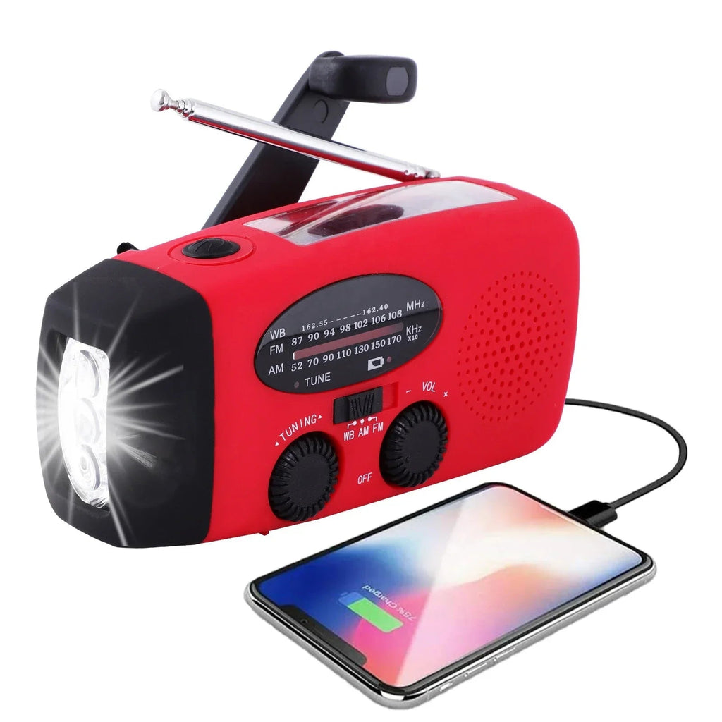Radio de Emergencia Portátil con Linterna LED y Powerbank