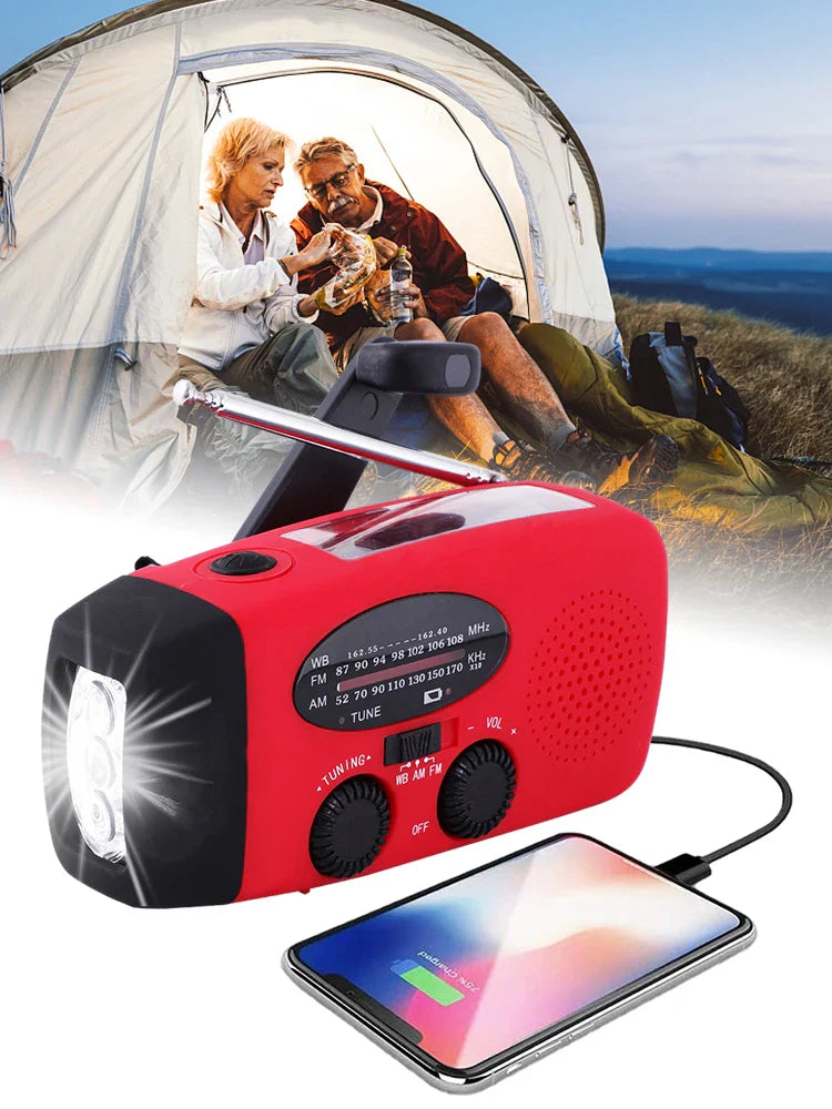 Radio de Emergencia Portátil con Linterna LED y Powerbank