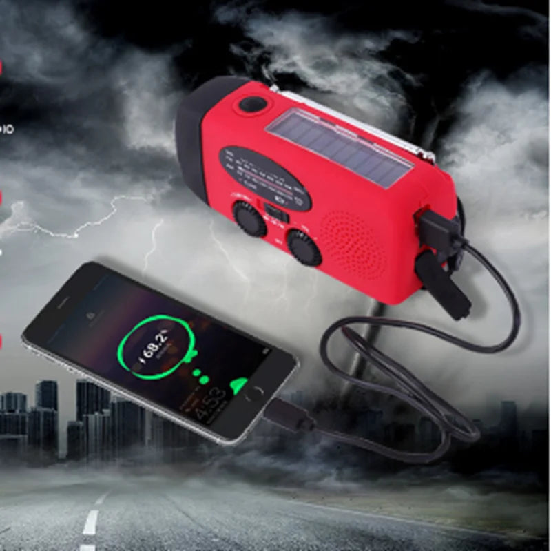 Radio de Emergencia Portátil con Linterna LED y Powerbank