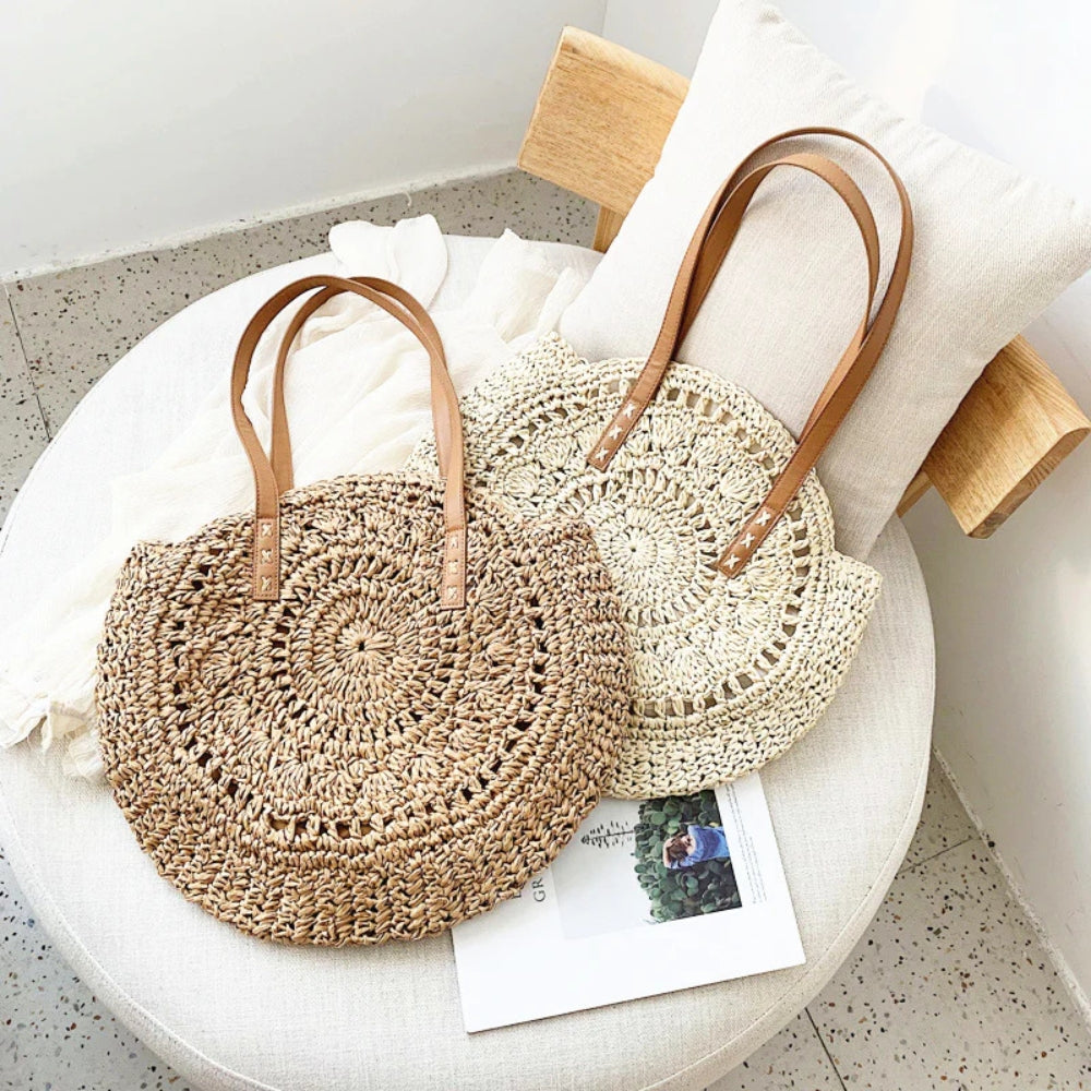 Isla - Bolsa de Hombro con Gran Capacidad y Diseño Redondeado a Ganchillo