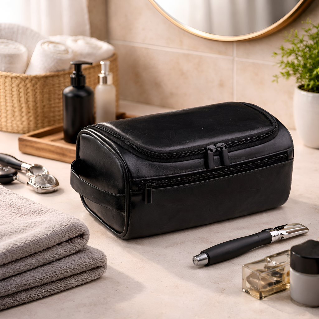 Harlow - Neceser de Cuero para Viaje con Gancho Colgante