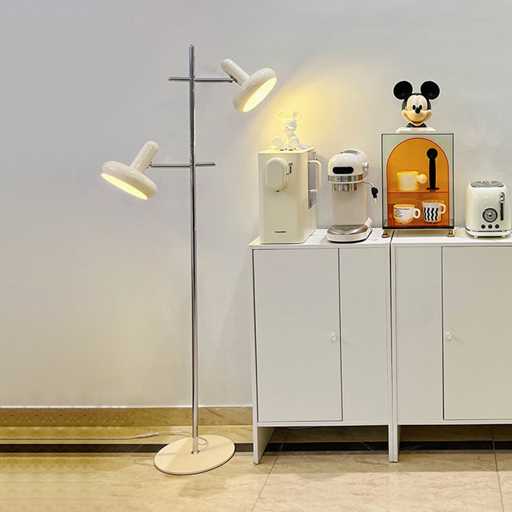 Lámpara de Pie Moderna Estilo Bauhaus con Cabezas Ajustables y Base de Vidrio
