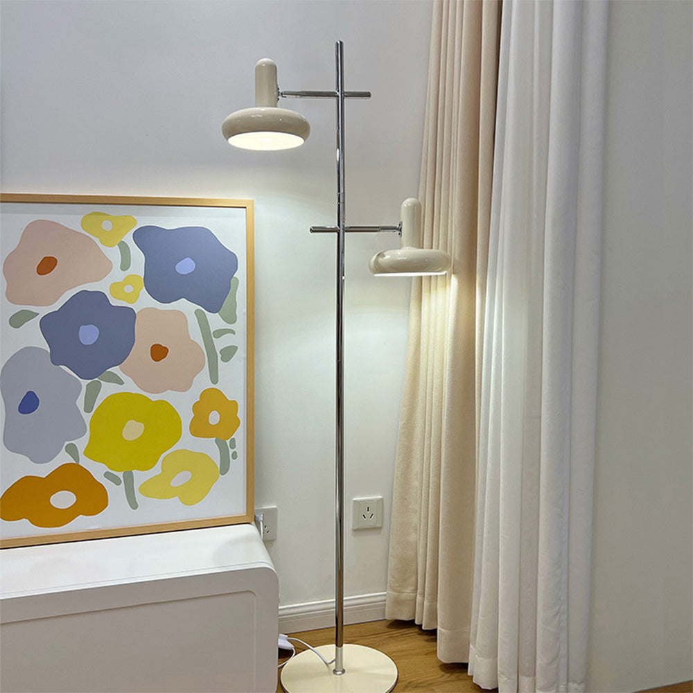 Lámpara de Pie Moderna Estilo Bauhaus con Cabezas Ajustables y Base de Vidrio