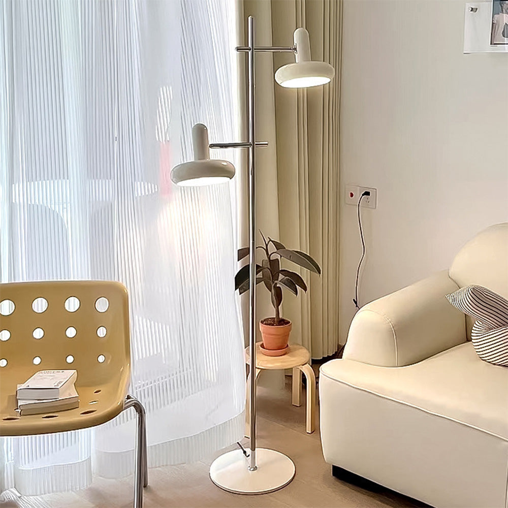 Lámpara de Pie Moderna Estilo Bauhaus con Cabezas Ajustables y Base de Vidrio