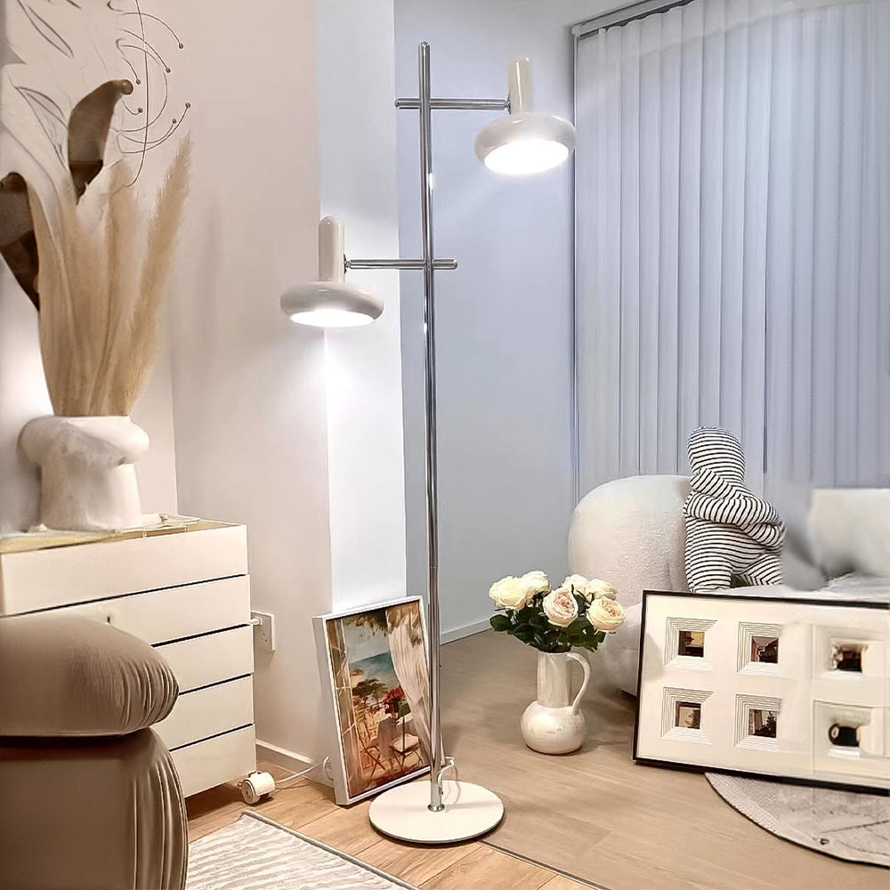 Lámpara de Pie Moderna Estilo Bauhaus con Cabezas Ajustables y Base de Vidrio