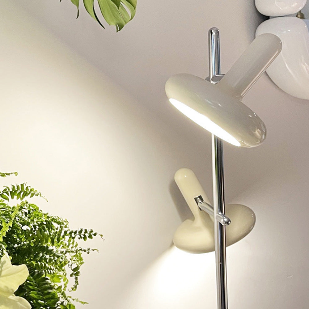 Lámpara de Pie Moderna Estilo Bauhaus con Cabezas Ajustables y Base de Vidrio