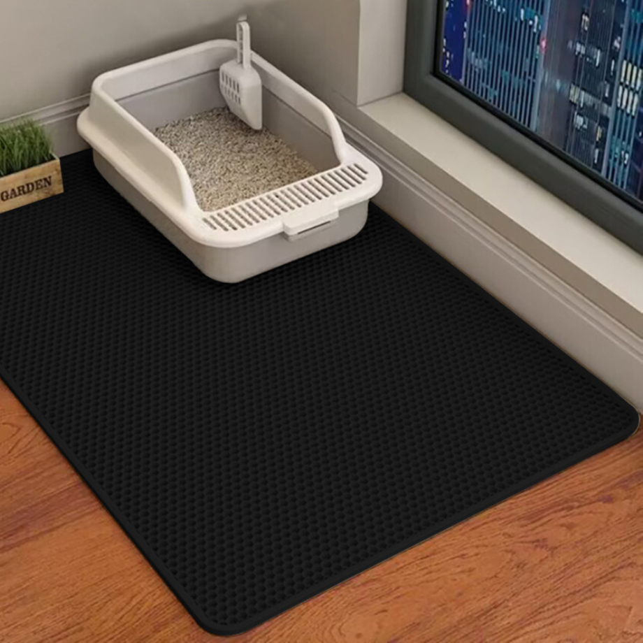 CleanGuard – Alfombrilla de bandeja para gatos de doble capa que mantiene el suelo limpio y seco