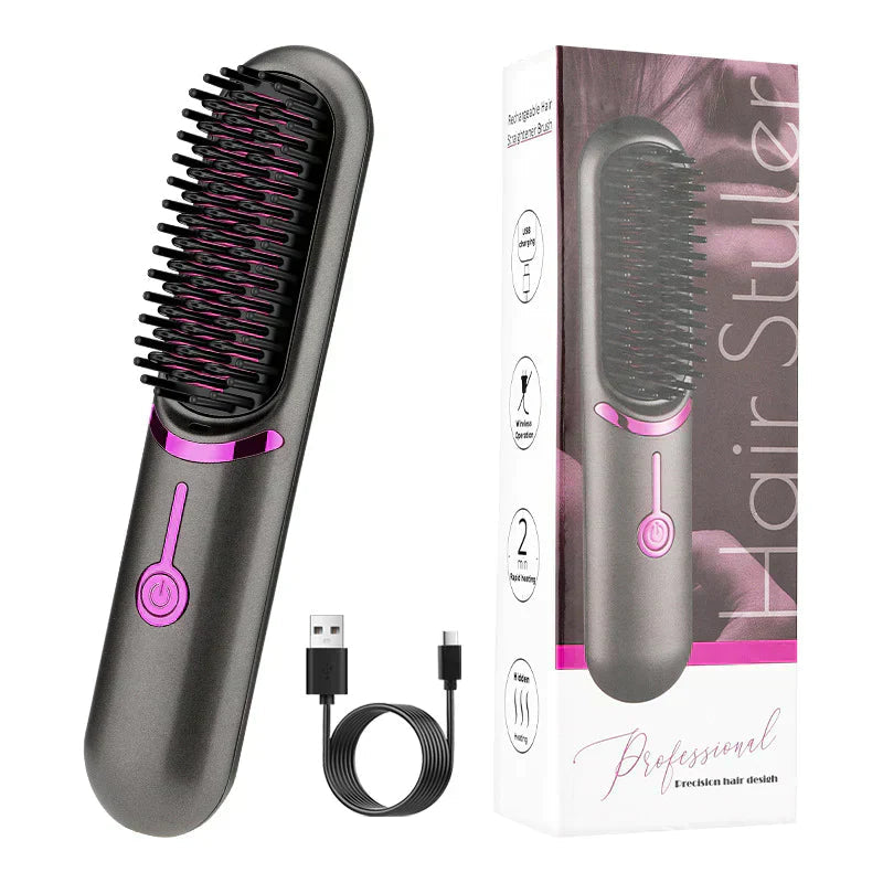 Cepillo Inalámbrico para Estilizar el Cabello con Regulación de Temperatura – Cepillo Ligero y Compacto para Modelar el Cabello