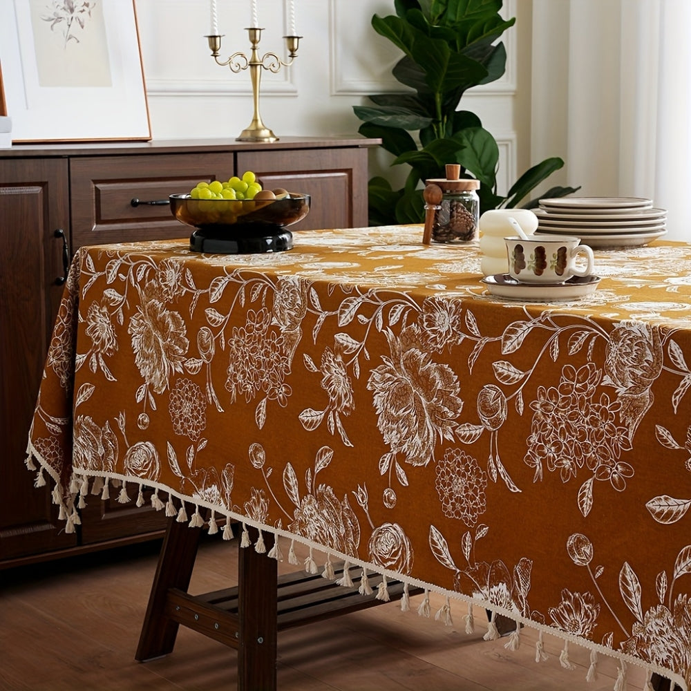 Lisslune | Mantel Floral Boho con Borlas de Flor Pavo Real