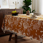 Mantel Floral Boho con Borlas de Flor Pavo Real