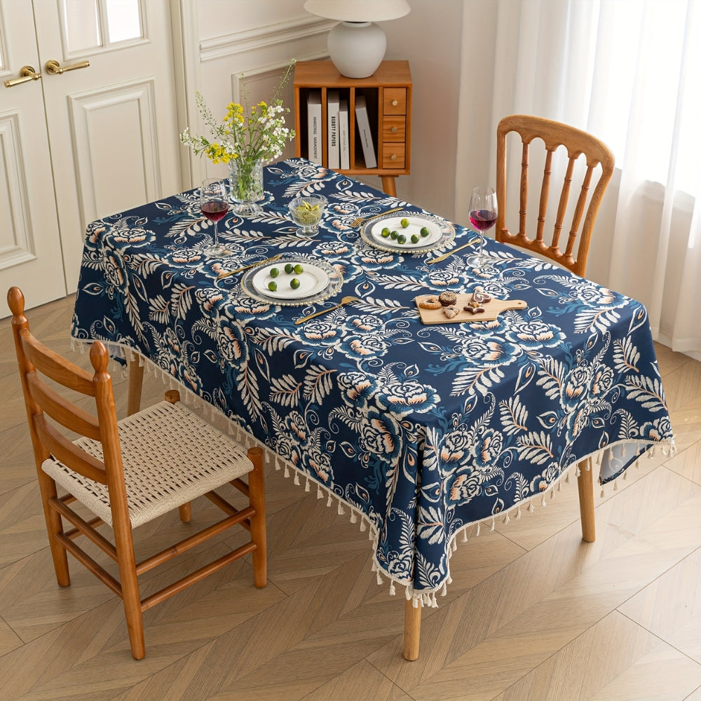 Lisslune | Mantel Floral Boho con Borlas de Flor Pavo Real