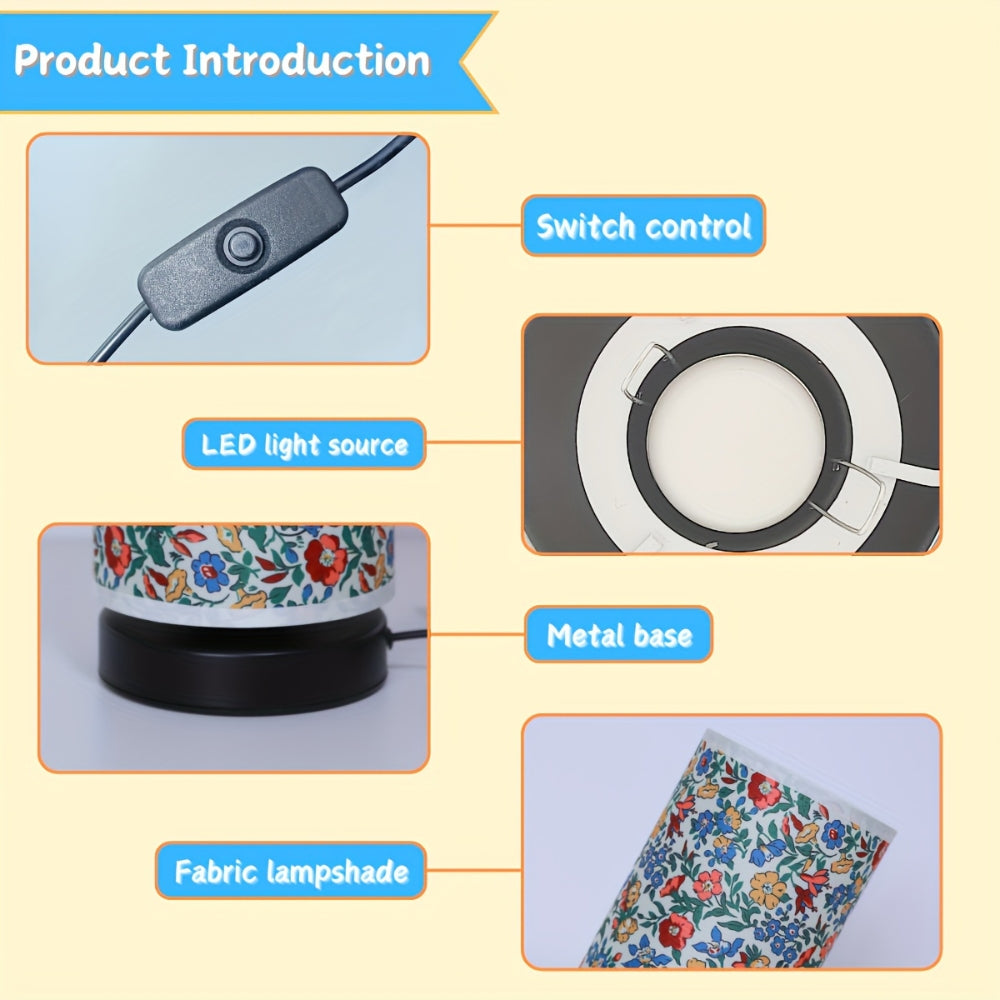 Lámpara de Mesa de Tela Floral Botánica