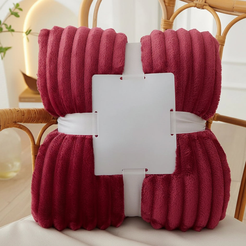 STRIPEWARM – Manta de franela de felpa ancha con diseño de rayas